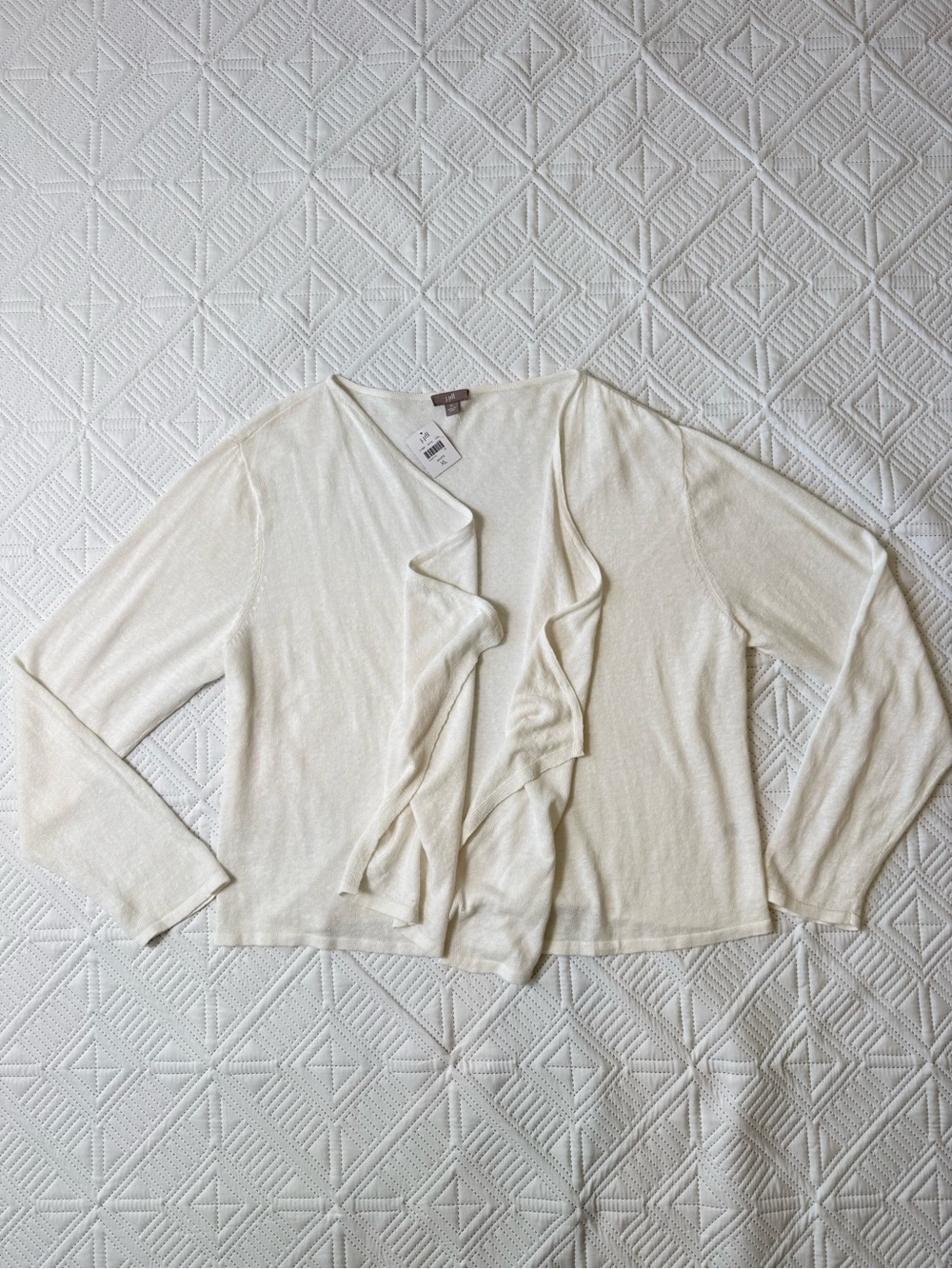J. Jill Linen Blend Open Cardigan Size XL White